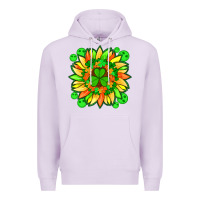 Lilac sunflower with st patricks smiley face and shamrock with glitter Premium Hoodie - Artiststas