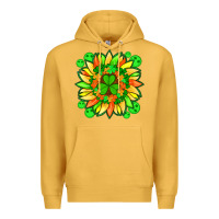 Mustard sunflower with st patricks smiley face and shamrock with glitter Premium Hoodie - Artiststas
