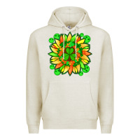 Oatmeal Heather sunflower with st patricks smiley face and shamrock with glitter Premium Hoodie - Artiststas