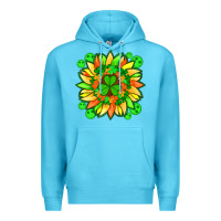 Ocean Blue sunflower with st patricks smiley face and shamrock with glitter Premium Hoodie - Artiststas