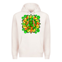 Pale Pink sunflower with st patricks smiley face and shamrock with glitter Premium Hoodie - Artiststas