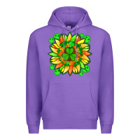 Purple sunflower with st patricks smiley face and shamrock with glitter Premium Hoodie - Artiststas