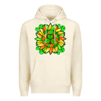 Sandshell sunflower with st patricks smiley face and shamrock with glitter Premium Hoodie - Artiststas