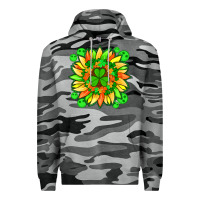 Slate Camo sunflower with st patricks smiley face and shamrock with glitter Premium Hoodie - Artiststas