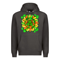Smoke sunflower with st patricks smiley face and shamrock with glitter Premium Hoodie - Artiststas