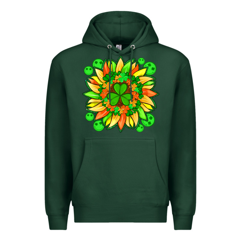 Sunflower With St Patricks Smiley Face And Shamrock With Glitter Premium Hoodie by Artiststas | Teevron