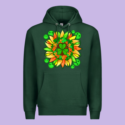 Sunflower With St Patricks Smiley Face And Shamrock With Glitter Premium Hoodie Designed By Artiststas