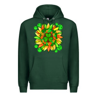 Sports Green sunflower with st patricks smiley face and shamrock with glitter Premium Hoodie - Artiststas