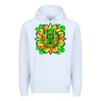 White sunflower with st patricks smiley face and shamrock with glitter Premium Hoodie - Artiststas