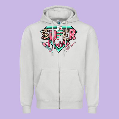 Super Nurse Zipper Hoodie Designed By Ranaportraitstore