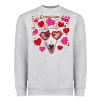 Heather Grey Valentine's day  bull terrier Heavyweight Sweatshirt - RanaPortraitStore