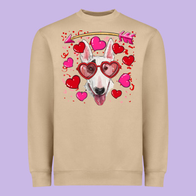 Valentine's Day  Bull Terrier Heavyweight Sweatshirt Designed By Ranaportraitstore