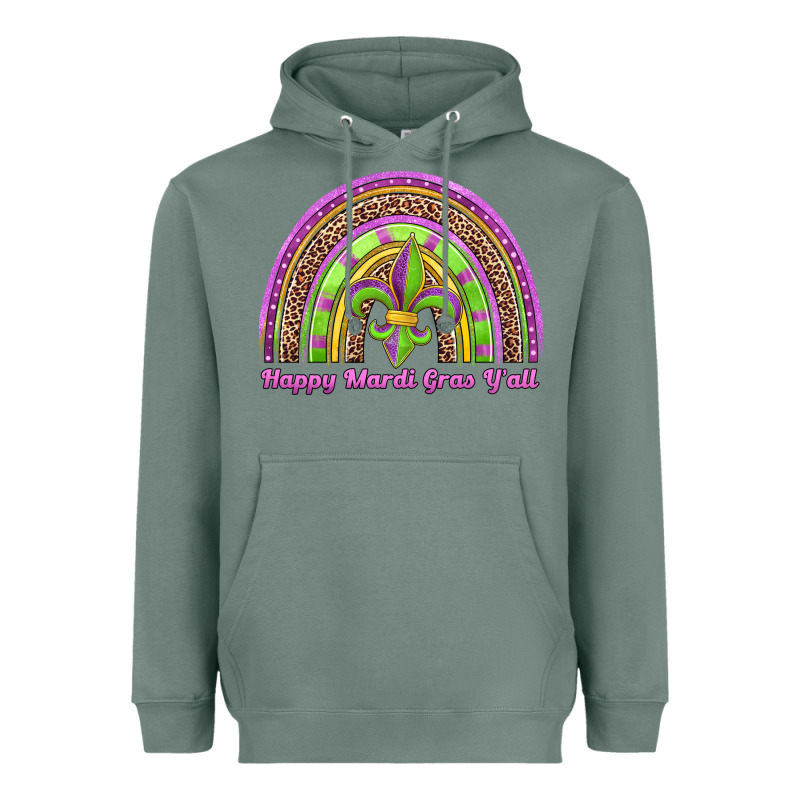 Happy Mardi Gras Y'all Rainbow Heavyweight Hoodie by Jasminsmagicworld | Teevron