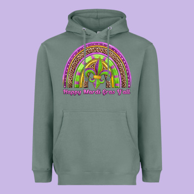 Happy Mardi Gras Y'all Rainbow Heavyweight Hoodie Designed By Jasminsmagicworld