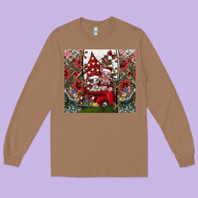 Merry Christmas Long Sleeve Tee Designed By Cowhidedigitalart