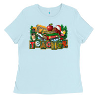 Baby Blue Christmas Teacher Ladies Tee - FaDigitalArtStudio