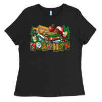Black Christmas Teacher Ladies Tee - FaDigitalArtStudio
