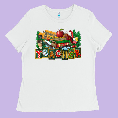 Christmas Teacher Ladies Tee Designed By Fadigitalartstudio
