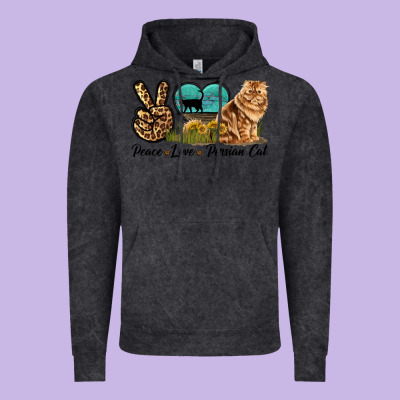 Peace Love Persian Cat Vintage Hoodie Designed By Lillyallendesigns