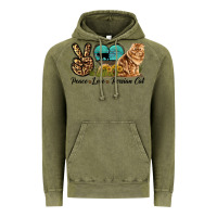 Vintage Olive Peace Love Persian Cat Vintage Hoodie - LillyAllenDesigns