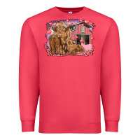 Cardinal Valentine's day mama cow and baby cows Premium Sweatshirt - RanaPortraitStore