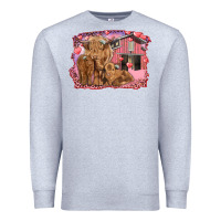 Heather Grey Valentine's day mama cow and baby cows Premium Sweatshirt - RanaPortraitStore