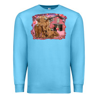 Ocean Blue Valentine's day mama cow and baby cows Premium Sweatshirt - RanaPortraitStore