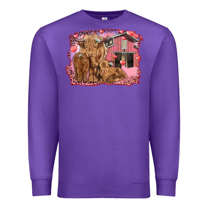 Valentine's Day Mama Cow And Baby Cows Premium Sweatshirt by RanaPortraitStore | Teevron
