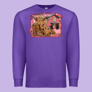 Valentine's Day Mama Cow And Baby Cows Premium Sweatshirt Designed By Ranaportraitstore
