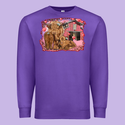 Valentine's Day Mama Cow And Baby Cows Premium Sweatshirt Designed By Ranaportraitstore