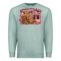 Seafoam Valentine's day mama cow and baby cows Premium Sweatshirt - RanaPortraitStore
