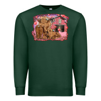 Sports Green Valentine's day mama cow and baby cows Premium Sweatshirt - RanaPortraitStore