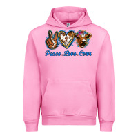 Fuchsia Pink Peace Love Cows Urban Hoodie - Jasminsmagicworld