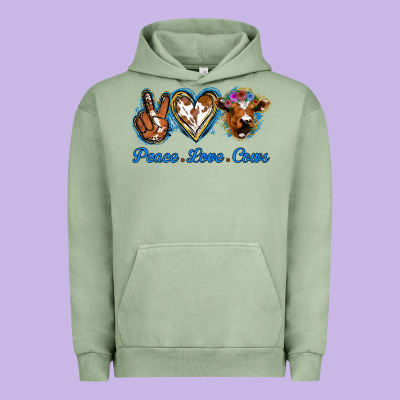 Peace Love Cows Urban Hoodie Designed By Jasminsmagicworld
