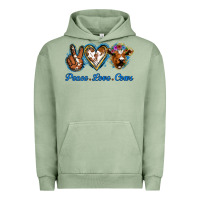 Pigment Oil Green Peace Love Cows Urban Hoodie - Jasminsmagicworld