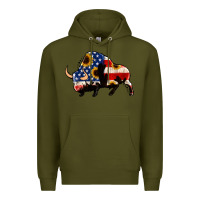 Army Green american flag bison Premium Hoodie - Jasminsmagicworld