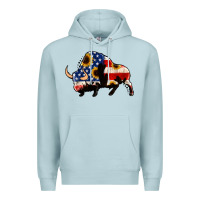 Blue Mist american flag bison Premium Hoodie - Jasminsmagicworld