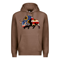Chestnut american flag bison Premium Hoodie - Jasminsmagicworld