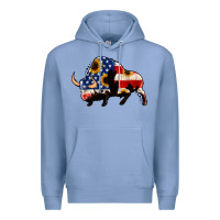 Colony Blue american flag bison Premium Hoodie - Jasminsmagicworld