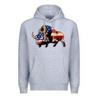 Heather Grey american flag bison Premium Hoodie - Jasminsmagicworld