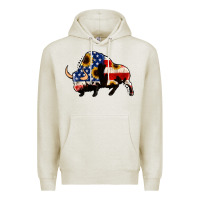 Oatmeal Heather american flag bison Premium Hoodie - Jasminsmagicworld