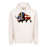 American Flag Bison Premium Hoodie | Teevron