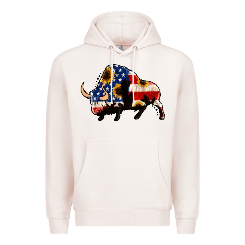 American Flag Bison Premium Hoodie by Jasminsmagicworld | Teevron