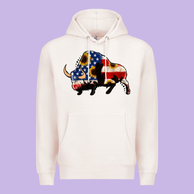 American Flag Bison Premium Hoodie Designed By Jasminsmagicworld