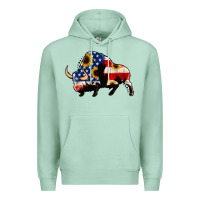 Seafoam american flag bison Premium Hoodie - Jasminsmagicworld