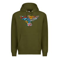 Army Green thunderbird with usa flag and sunflowers Premium Hoodie - Artiststas