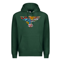 Sports Green thunderbird with usa flag and sunflowers Premium Hoodie - Artiststas