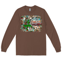 Chestnut merry Christmas tree western Long Sleeve Tee - CowhideDigitalArt