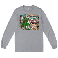 Heather Grey merry Christmas tree western Long Sleeve Tee - CowhideDigitalArt