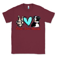 Burgundy Peace Love Aussie Classic Tee - Jasminsmagicworld